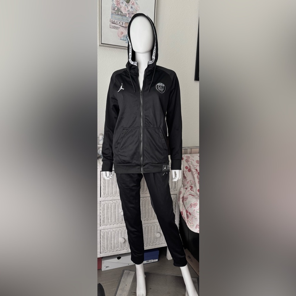Nike Jordan Paris Saint Germain Black Hooded Jacket & Pants Track Set Sz. L